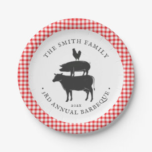 Stapel Familie Barbecue Papieren Bordje