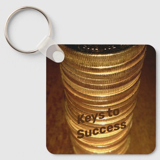 Stapel Gold Coins Keys tot succes Sleutelhanger (Voorkant)