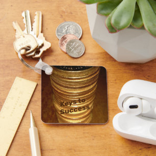 Stapel Gold Coins Keys tot succes Sleutelhanger