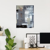 'Stapel it Up' Grey and Green Abstract Art Poster (Thuiskantoor)