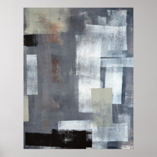 'Stapel it Up' Grey and Green Abstract Art Poster