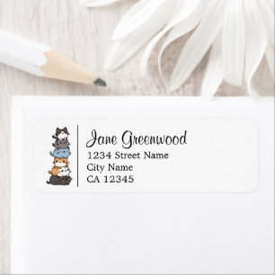 Stapel katten Naam en adres Etiket