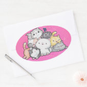 Stapel Kittens Ovale Sticker (Envelop)