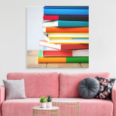 Stapel kleurrijke studieboeken canvas afdruk (Insitu (Woonkamer))