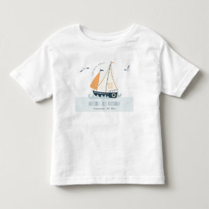 Stapel met blauwe zeilboot kinder shirts