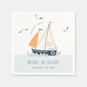 Stapel met blauwe zeilboot servet