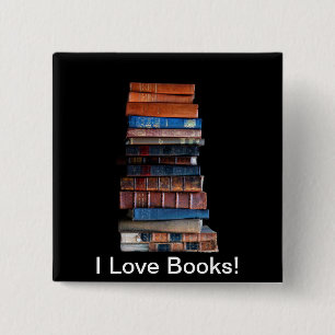 stapel oude boeken vierkante button 5,1 cm