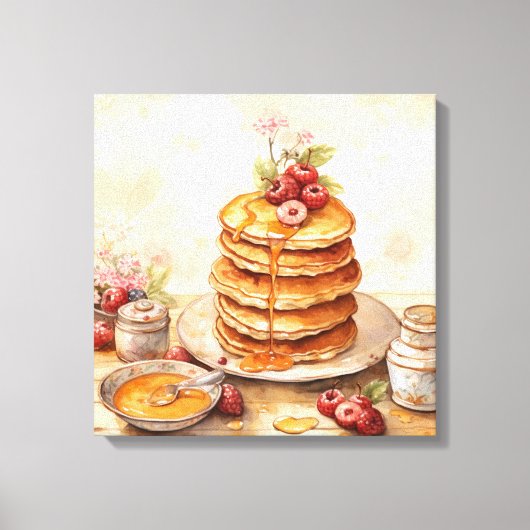  Stapel Pannenkoeken Retro Keuken Wandkunst Canvas Afdruk (Voorkant)
