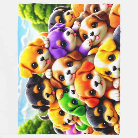 Stapel Puppies Fleece Deken (Voorkant)