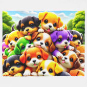 Stapel Puppies Fleece Deken (Voorkant (Horizontaal))