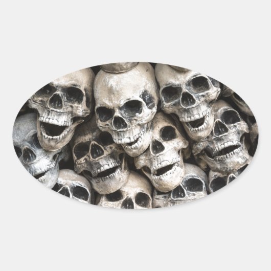 stapel schedels ovale sticker (Voorkant)