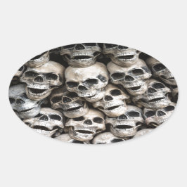 stapel schedels ovale sticker