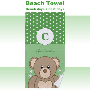 Stapel teddy polka stipt groen en wit strandlaken