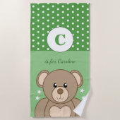 Stapel teddy polka stipt groen en wit strandlaken (Voorkant)