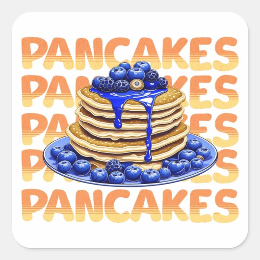 Stapel van Blueberry Pannenkoeken Vierkante Sticker (Voorkant)