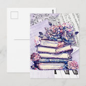  Stapel van Boeken en Rozen Briefkaart (Voorkant / Achterkant)