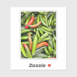 Stapel van groene pittige paprika's sticker