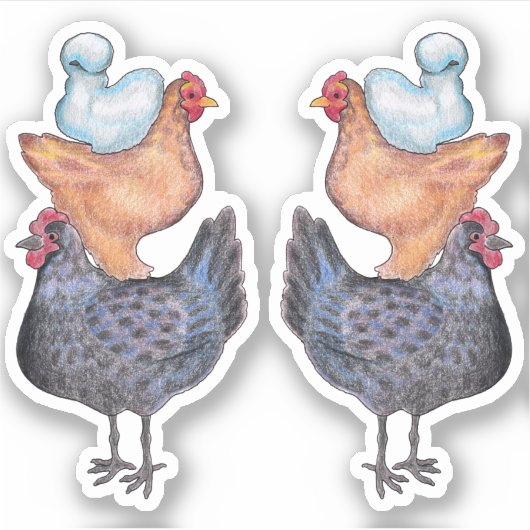 Stapel van kippen sticker (Voorkant)