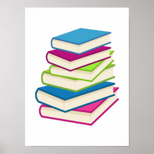 Stapel van kleurrijke boeken poster