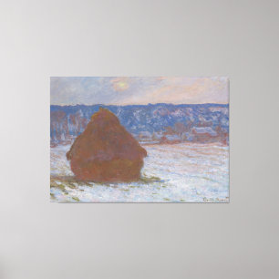 Stapel van tarwe (Sneeuw Effect, Overcast Dag) (18 Canvas Afdruk