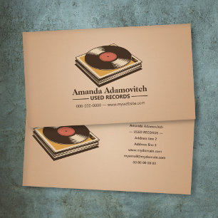Stapel vintage vinyl visitekaartje