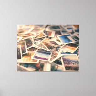 Stapel vintagefoto's canvas afdruk