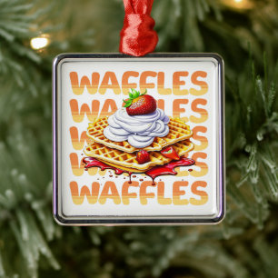 Stapel wafels bedekt met aardbeien metalen ornament