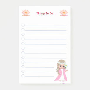 Stapel zacht en roze Lotus druipt dingen om opmerk Post-it® Notes