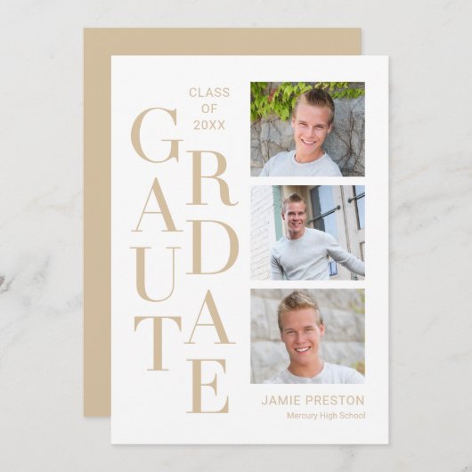 Stapelde Charm Editable Color Afstuderen Invitatio Kaart (Voorkant / Achterkant)