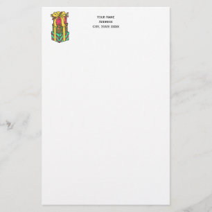 Stapelde gevlekte kerstcadeautjes briefpapier