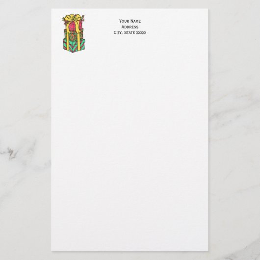 Stapelde gevlekte kerstcadeautjes briefpapier (Voorkant)