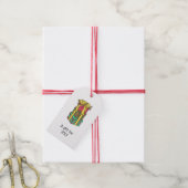 Stapelde gevlekte kerstcadeautjes cadeaulabel (Met Touw)