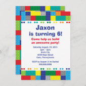 Stapelen Bricks Boy's verjaardagsfeestje Kaart (Voorkant / Achterkant)