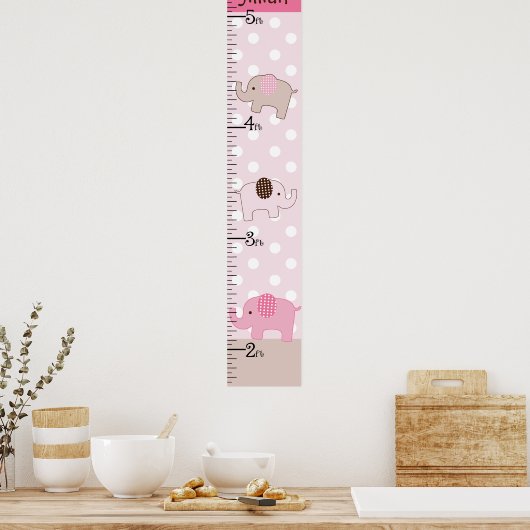 Stapelroze olifantengroeikaart houdt 8 x 44! poster (Keuken)