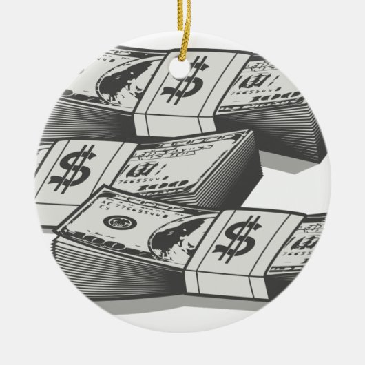 Stapels contant geld keramisch ornament (Voorkant)