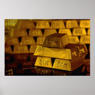 Stapels gouden staven poster