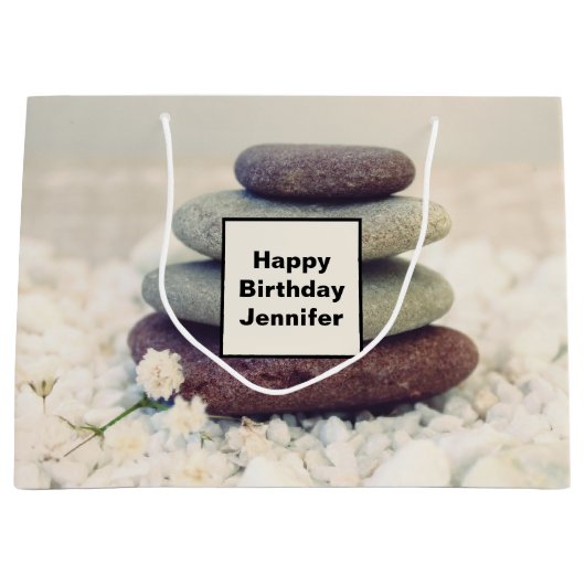 Stapelstenen Meditatieve Cairn Verjaardag Groot Cadeauzakje (Voorkant)