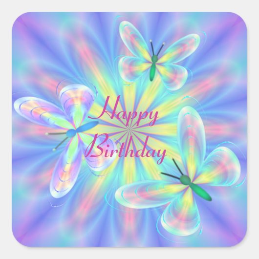 Stapelvlinders Vierkante Sticker (Voorkant)