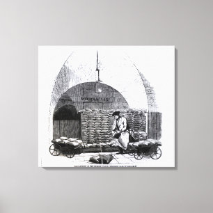 Stapelzakken voor dollars in een compartiment canvas afdruk