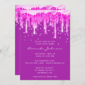 Stappen Glitter Bridal Wedding Blue Pink Fuchsia Kaart (Voorkant / Achterkant)