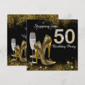 Stappen in 50 verjaardagsfeestje kaart (Voorkant / Achterkant)