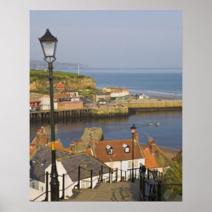 Stappen naar de haven, Whitby, Noord Poster