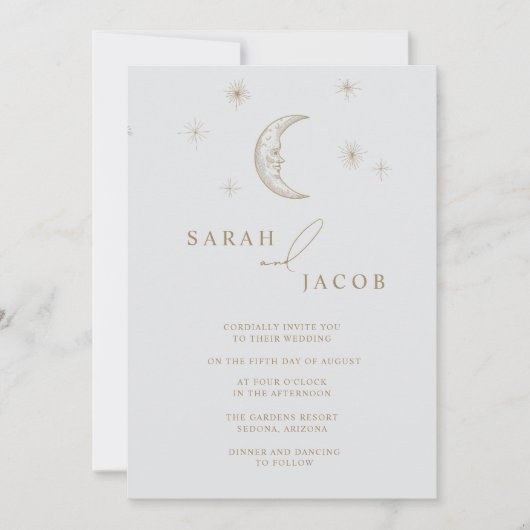 Star and Moon Celestial Photo Wedding Invitation (Devant)