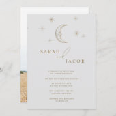 Star and Moon Celestial Photo Wedding Invitation (Devant / Derrière)