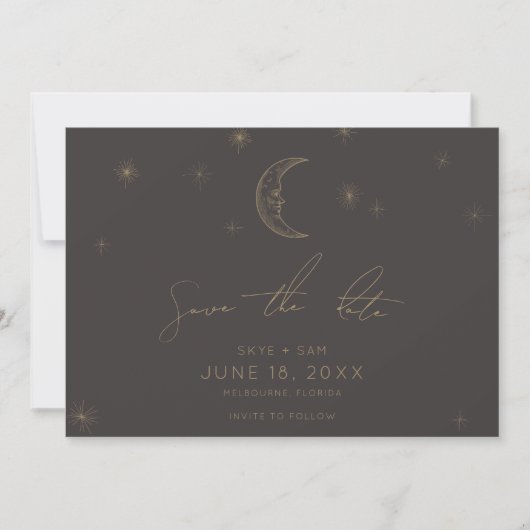 Star and Moon Celestial Save the Date (Voorkant)