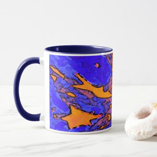 Star Art Mok met Navy Blue Handle en Inside (Met donut)