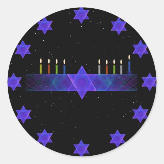 Star Bar Menorah Ronde Sticker (Voorkant)