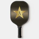 Star Black & Gold Pickleball Star Player Monogram Paddle (Voorkant)