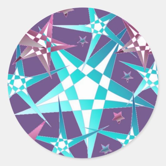 Star Blast Ronde Sticker (Voorkant)