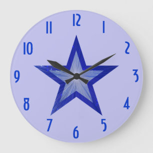 Star Bleu foncé 'numéros' horloge ronde pâle